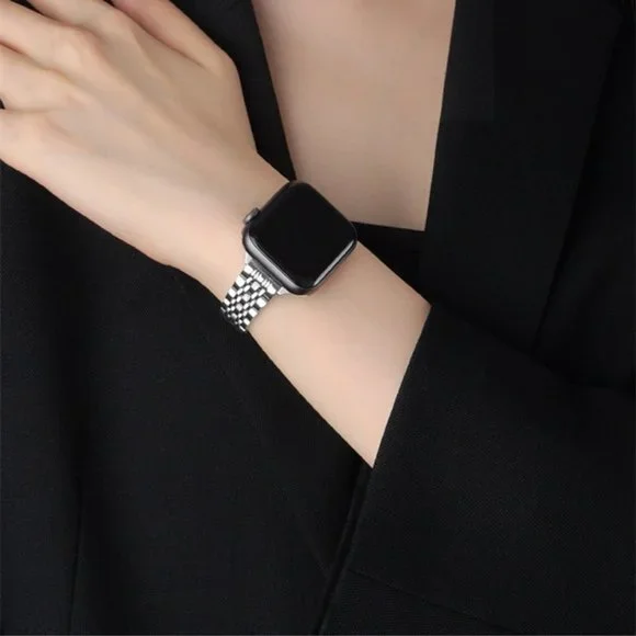 NEW Slim Strap Chain Stainless Band For Apple Watch - Silver